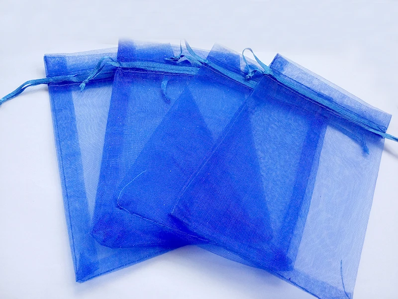 

50pcs 13*18 Blue gift bags for jewelry/wedding/christmas/birthday Organza Bags with handles Packaging Yarn bag