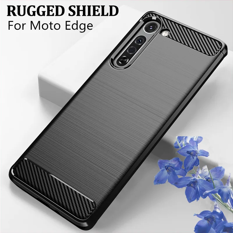 Case For Moto Edge Phone Fundas Coque Plus Fitted Case Rugged Soft Silicone Carbon Fiber For Motorola Edge Plus Shell