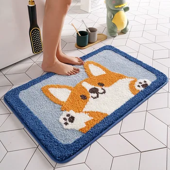 

Corgi Dog Floor Mat Bathroom Doormat Cute Cartoon Animal Shape Outdoor Wear-Resistant Anti-Skid Pads Door Mat Entrance Rug