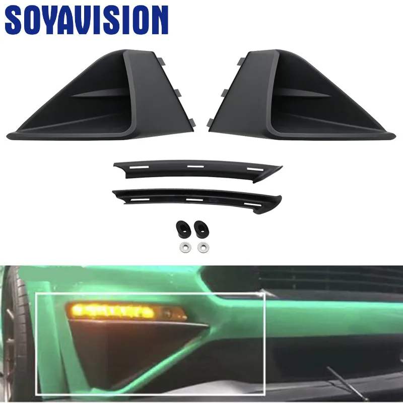 Черный Передний бампер трехмерный воздухозаборник отделка панели декоративные