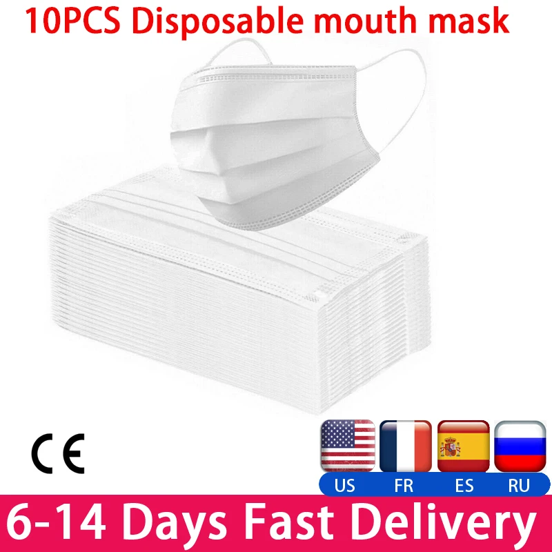 

Fast delivery Hot Sale 3-layer mask 50pcs Face Mouth Masks Non Woven Disposable Anti-Dust Meltblown cloth Masks Earloops Masks