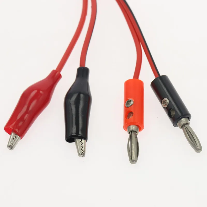 Dual Banana Plug-Alligator Clip Probe Test Silicone Lead Multimeter Cable Length 1 M