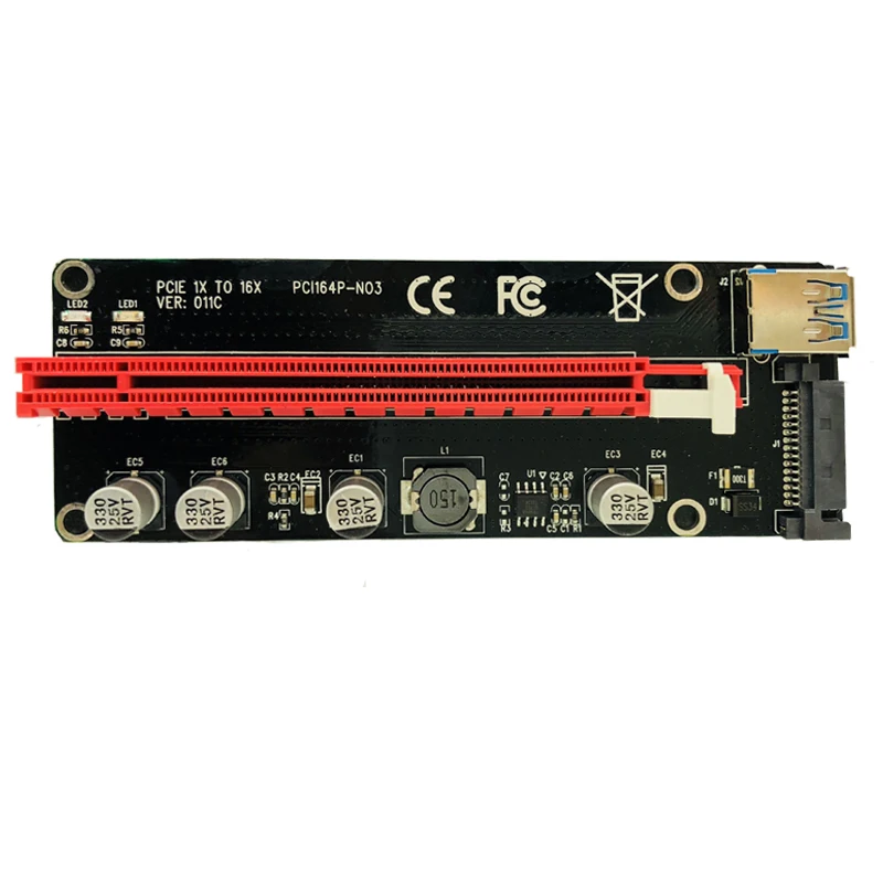6 шт. VER011C Riser PCI-E PCIe удлинитель PCI Express Card 1x к 16x адаптер USB3.0 кабель SATA мощность