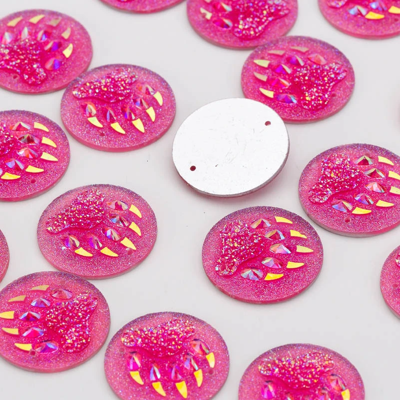 Taidian 25MM Round Resin Flatback Cabochons Bear Paw Rhinestone Gems For Indigenous Beaded Earring 50pieces/bag