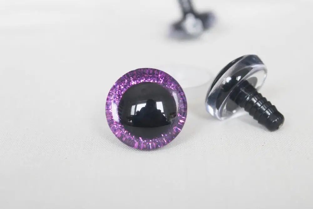 20pcs---9-12-14--16-18- 20 -24--30-35mm clear 3D glitter eyes plastic safety toy eyes long stem + glitter fabric + washer 14
