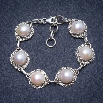 

Natural River Pearl Handmade Unique 925 Sterling Silver Bracelet 7 1/4-8 1/4" Y1383
