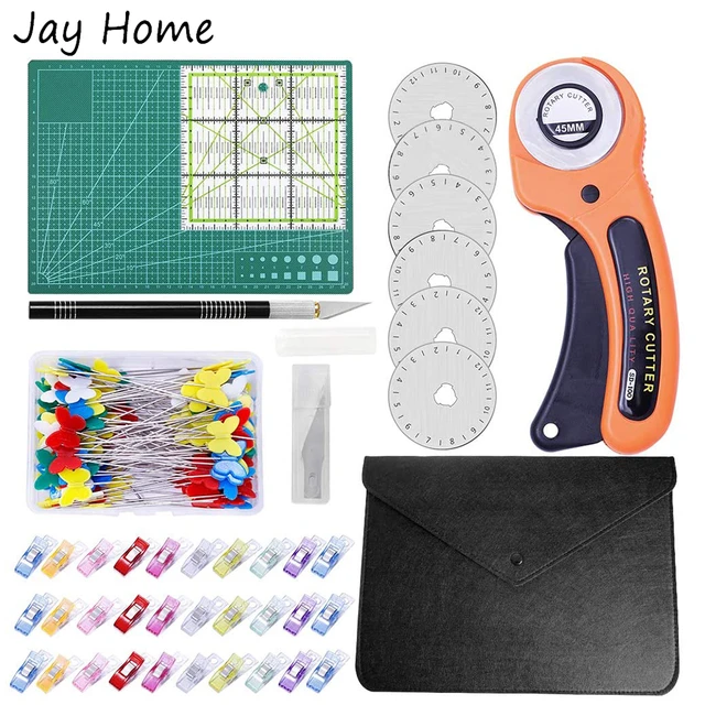 32PCS Rotary Cutter Set 45mm Fabric Cutter Set with 6 Blades & A4 Cutting  Mat & Patchwork Ruler DIY Leather Sewing Accessories - AliExpress