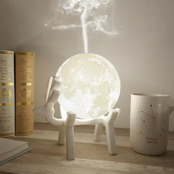 

880ML Ultrasonic Moon Air Humidifier Aroma Essential Oil Diffuser with LED Night Lamp USB Mist Maker Humidificador