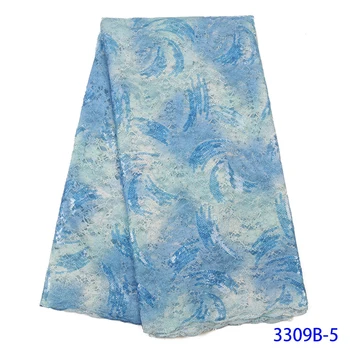 

Sky Blue Latest French Sequins Lace Fabric 2020 High Quality Lace Bride Nigerian African Tulle Lace Fraric For Wedding GD3309B-5