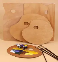 Large Wooden Paint Palette Craft Tools Tray Artist Watercolor Plate Oval Shaped Non-Stick Oil Mixing Pallet 16 x12 inches 20pcs
