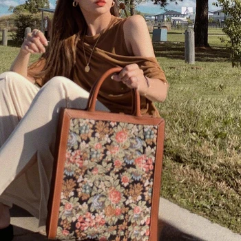 

Printed Flower Texture Handbag Shoulder Bags Fashion Simplicity Shoulder Messenger Bag Canvas Tote Bag 2020 Channels Handbags