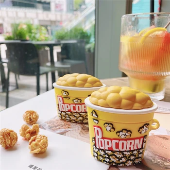 

For Airpods Pro Case 3D cute popcorn cover For Air pods 1 2 Cases Soft Silicone wireless Earphone Headphone airpod capa Coque