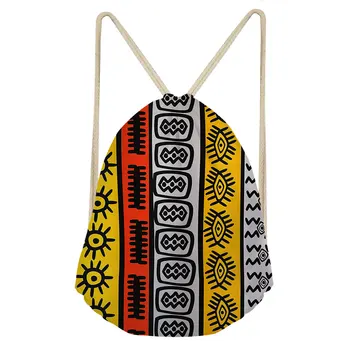 

THIKIN Classic African Elements Print Drawstring Bags Fashion Mini Backpack for Teen Boys Girls Shoulder Bag Custom Logo Design