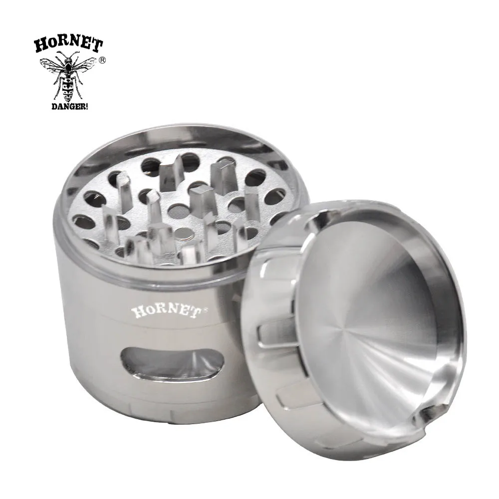 Курительная шлифовальная машина из цинкового сплава HORNET с большим окном 63 мм 4 шт.