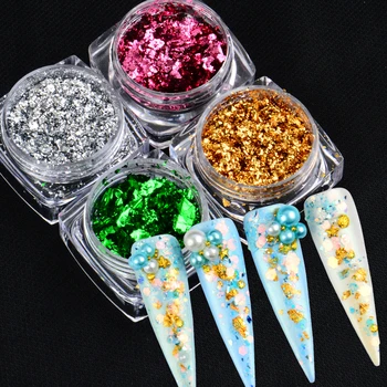 

WUF 1 Set Nail Glitter Powder Powder Mirror Polishing Flakes Sequins for Nails Chrome Pigment Manicure Decorations