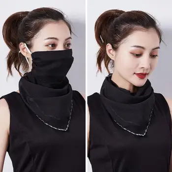 

Summer Sunscreen Mask Neck Neck Anti-fog Triangle Scarf Female Chiffon Veil Hanging Ear Cover Face Mask
