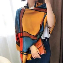 Autumn Winter Female Wool Plaid Scarf Women Cashmere Scarves Wide Lattices Long Shawl Wrap Blanket Warm Tippet