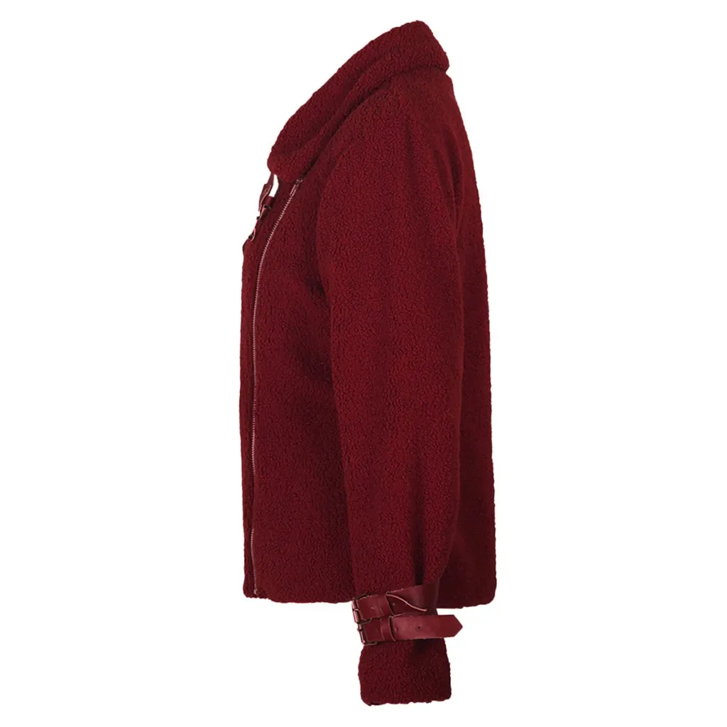 Jaycosin Fashion Women Casual Fleece Winter Warm Jacket Coat Stylish Long Sleeve Comfortable Soft Short Overcoat Outercoat 26#4