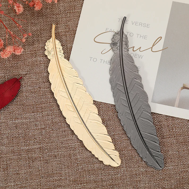 Metal Bookmark, Bookmarks Stationery Supplies, 1 Pcs Creative Metal Feather Bookmark Rose Gold Chinese Style Retro Craft