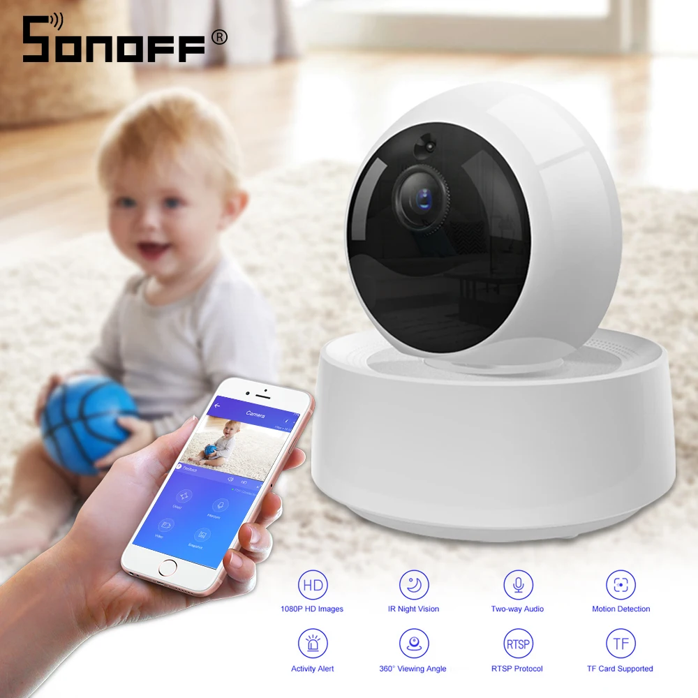 Беспроводная ip камера видеонаблюдения SONOFF инфракрасная безопасности с функцией
