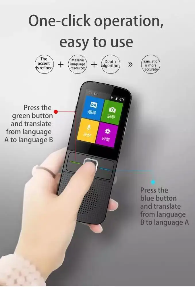 Mecool Mecool обновленный T10 Translaty Enence Смарт мгновенный в режиме реального времени Голос 68 языков переводчик путешествия портативный переводчик