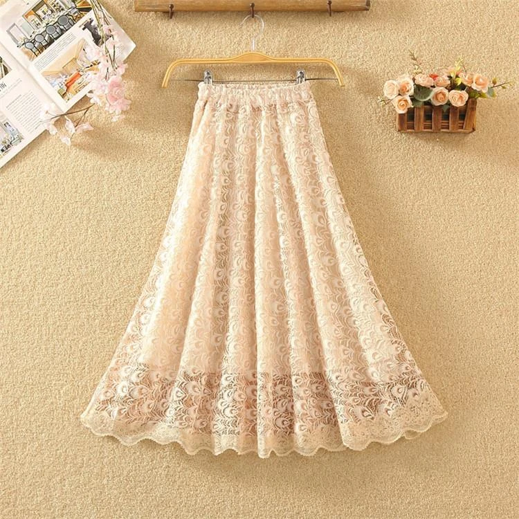 Элегантные длинные женские плиссированные юбки из фатина высокого качества г. Осенняя трапециевидная юбка-пачка с цветочной вышивкой кружевная сетчатая юбка женская юбка миди