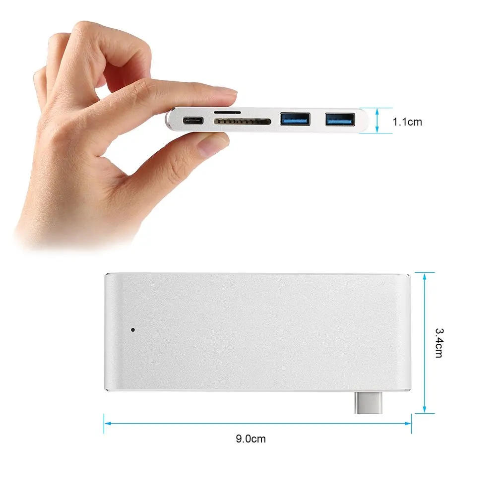USB-C 3,1 концентратор PD-power с безопасным цифровым/TF кардридером для Apple для Macbook ноутбука высокопроизводительный ультратонкий портативный