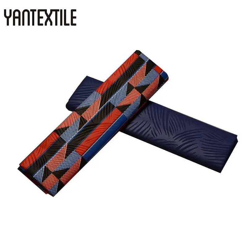 YANTEXTILE Анкара ткань Африканский настоящий воск принт тиснение Гана Kente Ткань 2+ 2 ярдов Tissu простое окрашивание африканская ткань Анкара - Цвет: 19070004