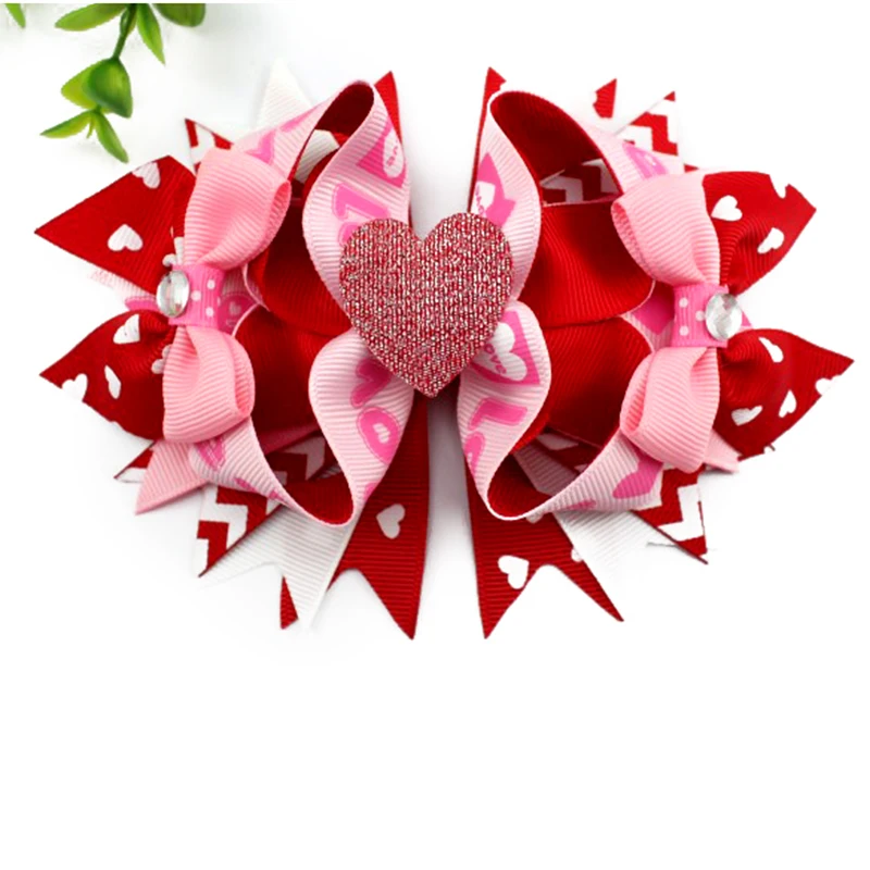 Adogirl, 10 шт., Sequine Love Heart, многослойные банты для волос для девочек, женские подарки для Валентинки ручной работы, изысканные аксессуары для волос