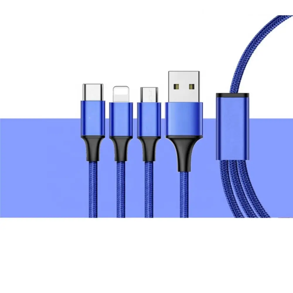 Blue 3 в 1 мульти кабель зарядного устройства микро-usb type C кабель быстрой зарядки для iPhone 6S 7 8 XR XS Max 11 Xiaomi Redmi Pro samsung S9 S10 - Цвет: Blue