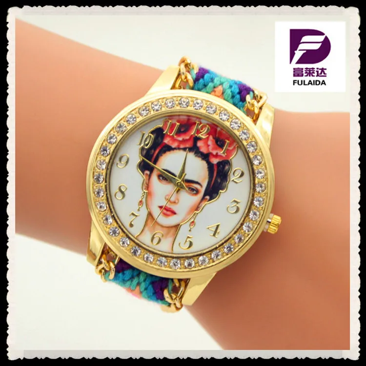 

2016 Beauty Woman's Head Pattern Bracelet Watch New Arrival AliExpress Hot Selling Ladies' Watch Weaving Yarn Table