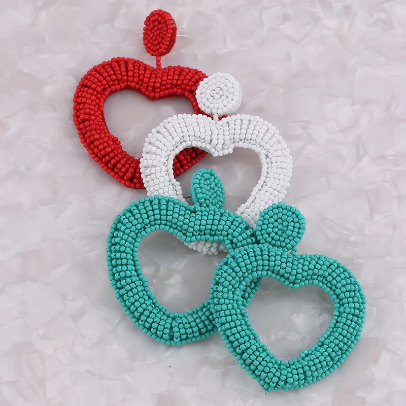 Sehuoran 2019 New Design Oorbellen Boho Simple Handmade Heart Crystal Beads Earrings Statement Wedding Bridal Fashion Jewelry  (5)