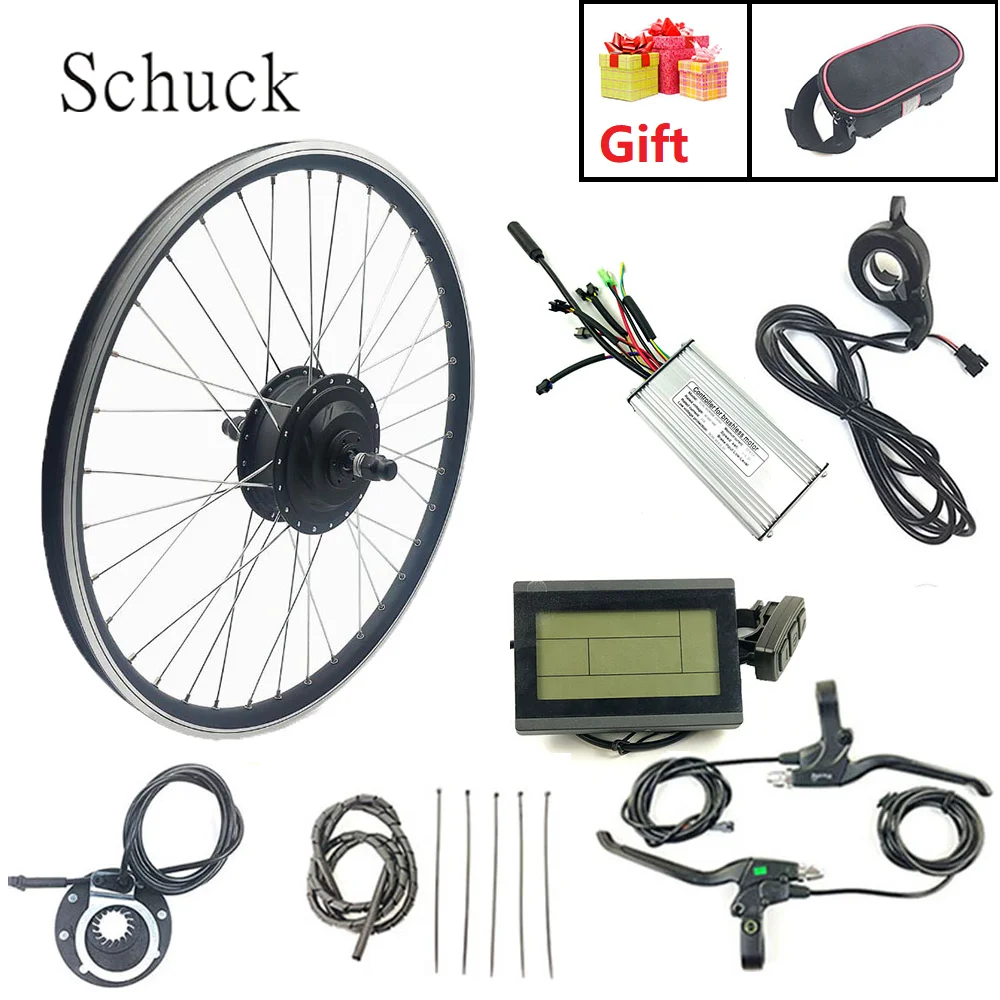 

Schuck Electric Bicycle Conversion Kit 48V500W front Electric Bicycle hub Motor wheel with LCD3 Display with spoke and rim