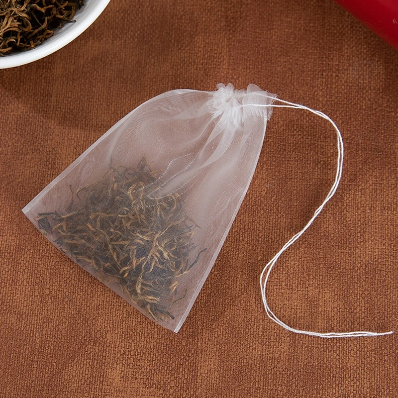 Description Picture 3 of item50pcs Nylon Tea Bags Empty Tea Bags for Loose Tea Filter Transparent Disposable Teabags Tea Infuser Filters Bag for Tea Spice