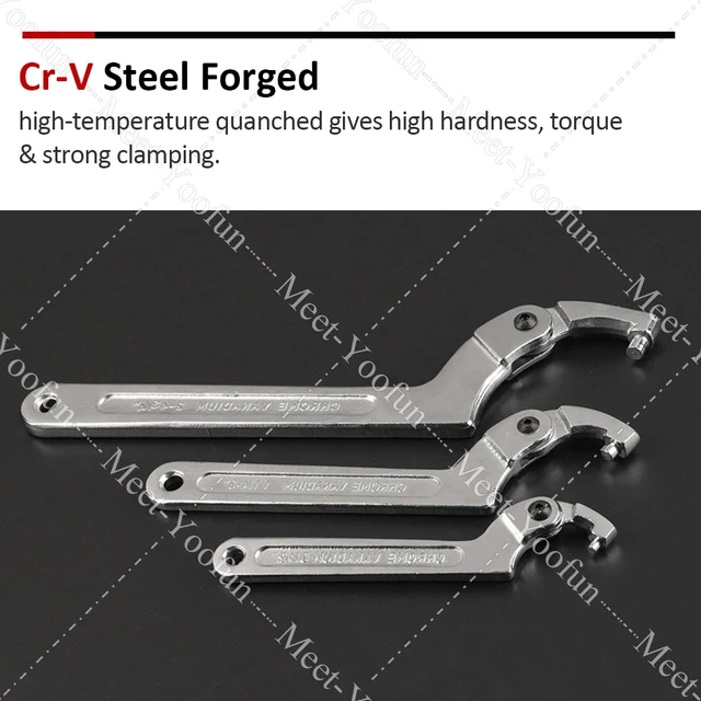 1 PCS Adjustable Type C Hook Spanner Wrench Nuts Bolts Hand Tools  19-51/32-76/51-120/115-170 with Scale