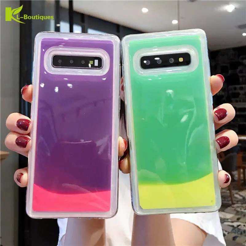 

For Samsung Galaxy A40 A20 A30 A10 A50 A70 Case Luminous Liquid Glitter Quicksand Case For Samsung A 10 20 30 40 50 70 Cover