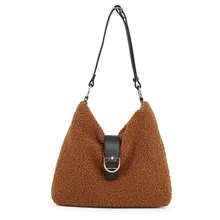 Женская модная элегантная Зимняя шерстяная плюшевая сумка на плечо, повседневная сумка через плечо для женщин и девочек