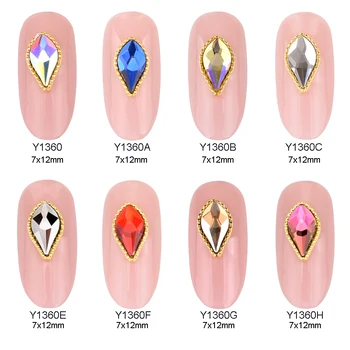 

10pcs Ab nail Crystals stones flame design 3d gem nail art decoration graphic Rhinestone Metal border diamonds for nails Y1360