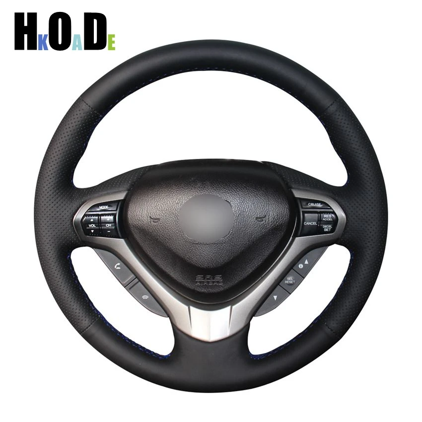 Diy Handstitched Steering Wheel Cover Black Artificial Leather Car