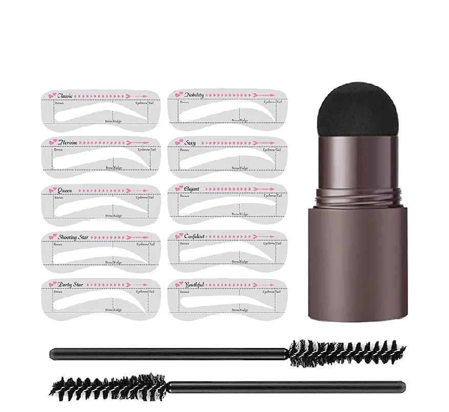 6 Colour Natural Stick Hair Line Contour Template Eyebrow Shaping Kit Stamp And 10 Pieces Brow Stencil Long Lasting Waterproof