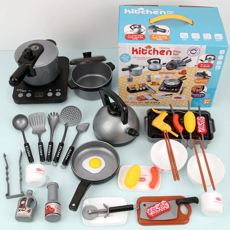 

Who bao Kitchen Toy Set Electromagnetic Furnace Cooking Light Pressure Cooker Boiled Water Pot Play House Toys