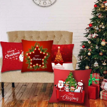 

4PCS Christmas Cushion Cover Decorative Sofa Pillow Cover Case Seat Car Home Decor Throw Pillowcase Christmas Decoration #LR1