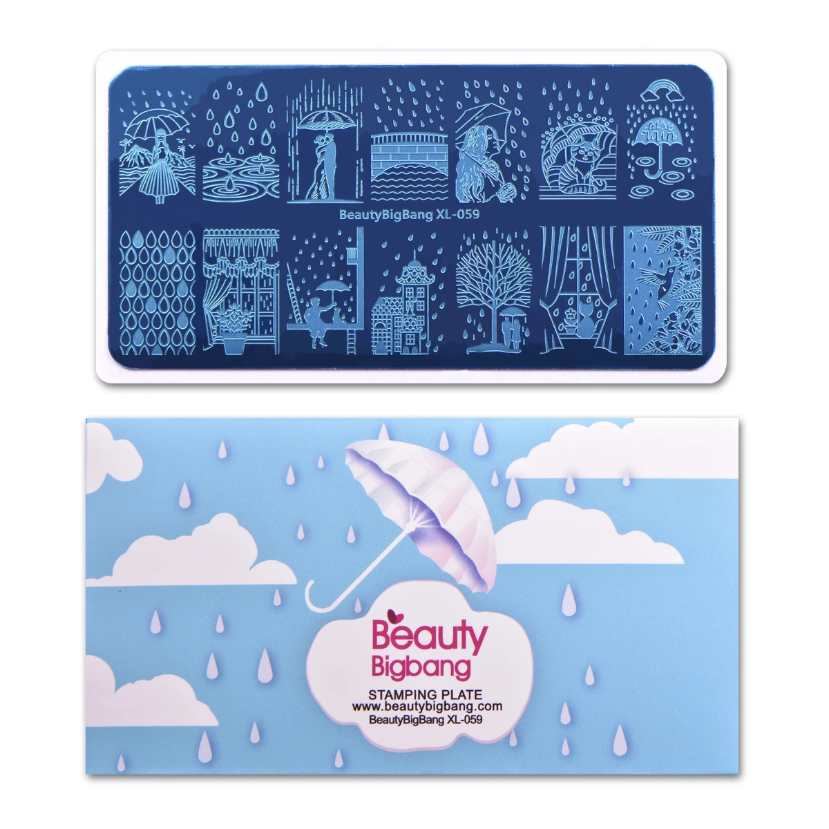 BeautyBigBang прямоугольная штамповочная пластина для ногтей зонтик от дождя шаблоны