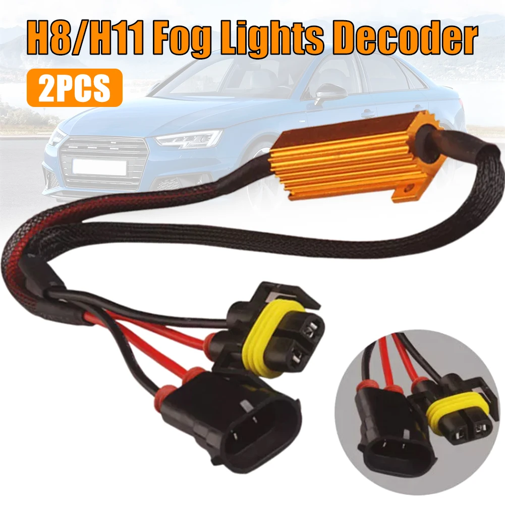 

2PCS H11 / H8 Fog Lights Decoder LED Fog Lamps Resistance Line LED Gold Fixed Resistor