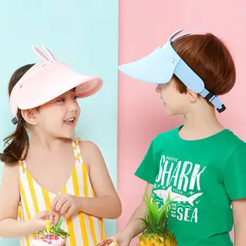 

Cute Rabbit Kids 360 Rotating Visor Cap Adjustable Empty Top Anti-UV UPF 50+ Sun Protection Hat Stop The Flying Spit