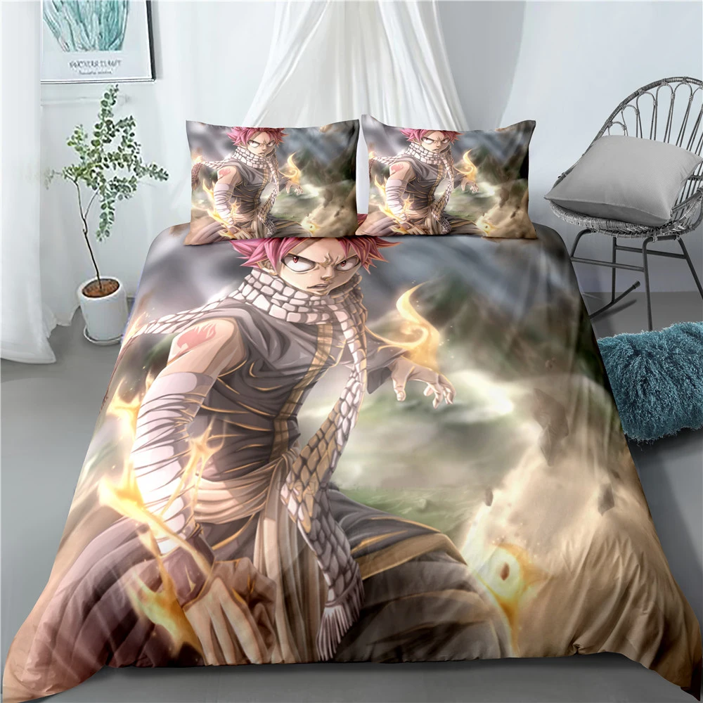 Modern Popular Animation Fairy Tail Pattern Home Textile 3D Digital Printing Home Decoration Down Quilt Cover Pillowcase Bedding 