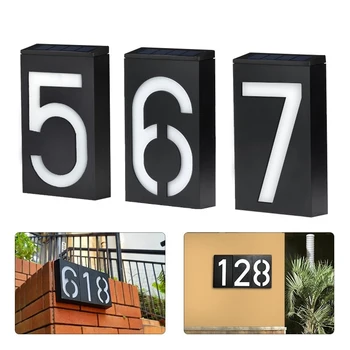 

Solar Address Number Plate Sign Lamp Solar Powered House Number Door Plate Lamps 6 LED Lights Hotel Door Digital Solar Light