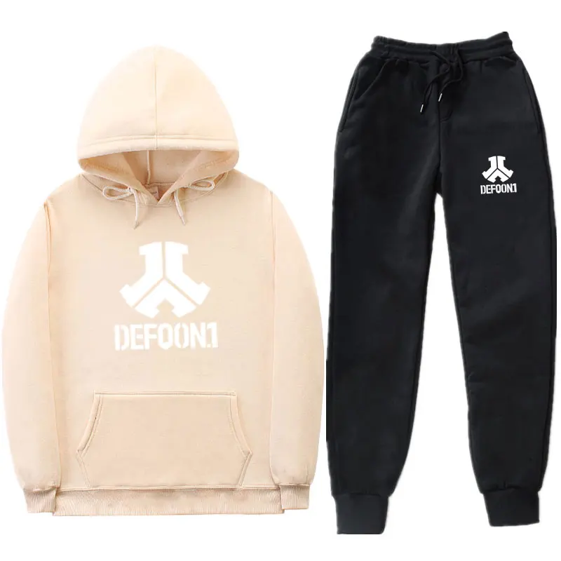 defqon 1 рок-группа хип-хоп Мужская Толстовка зима осень уличная повседневная шерстяная Толстовка Пуловер брюки Повседневный Спортивный костюм - Цвет: Khaki MK0315