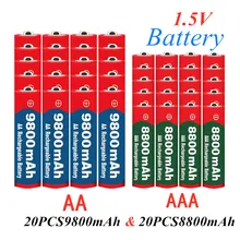 2020 novo 1.5 v aaa 8800 mah bateria alcalina + aa 9800 mah bateria recarregável alcalina aa & aaa para led luz brinquedo mp3 frete grátis