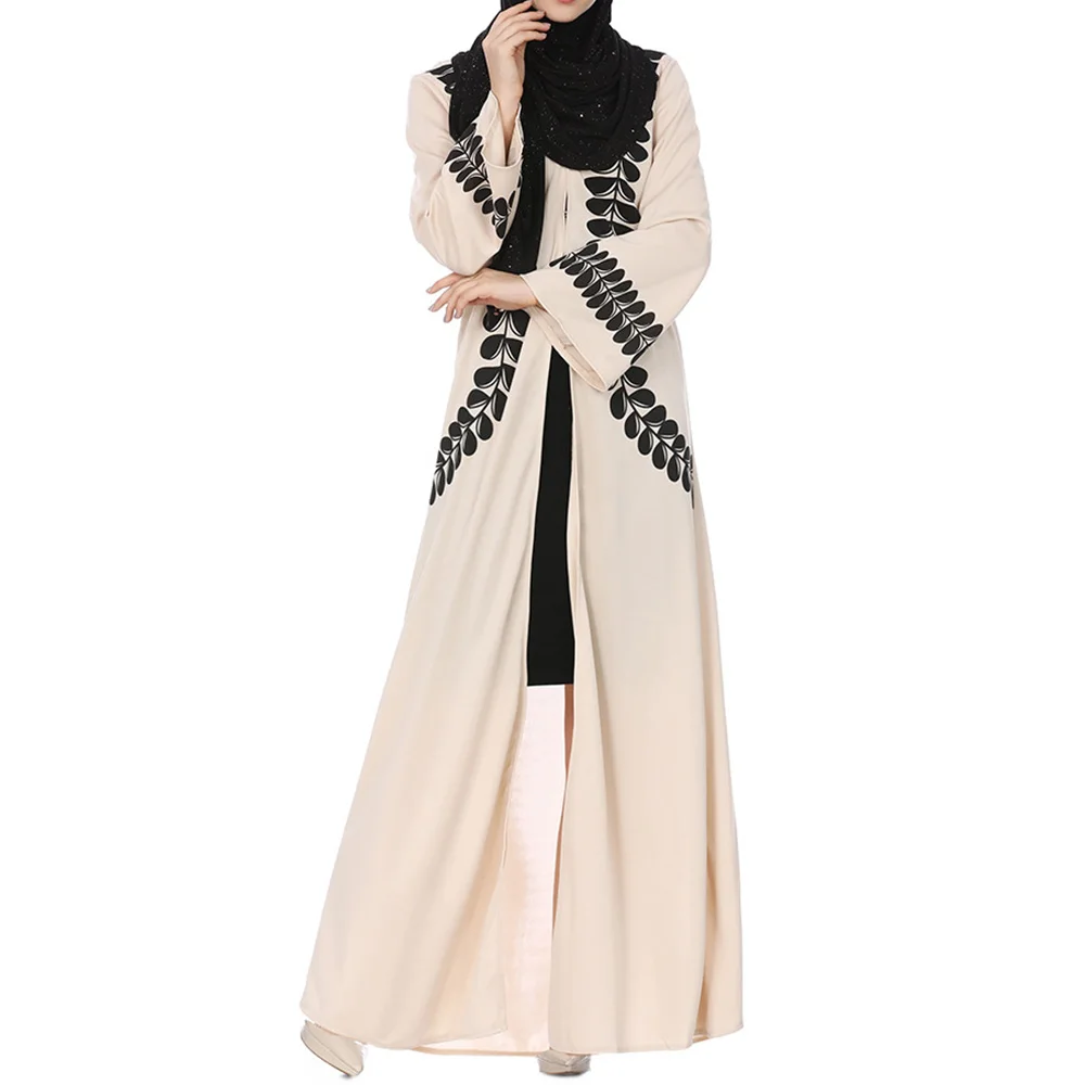 Abaya Jilbab мусульманское Макси платье с цветочным принтом розового размера плюс